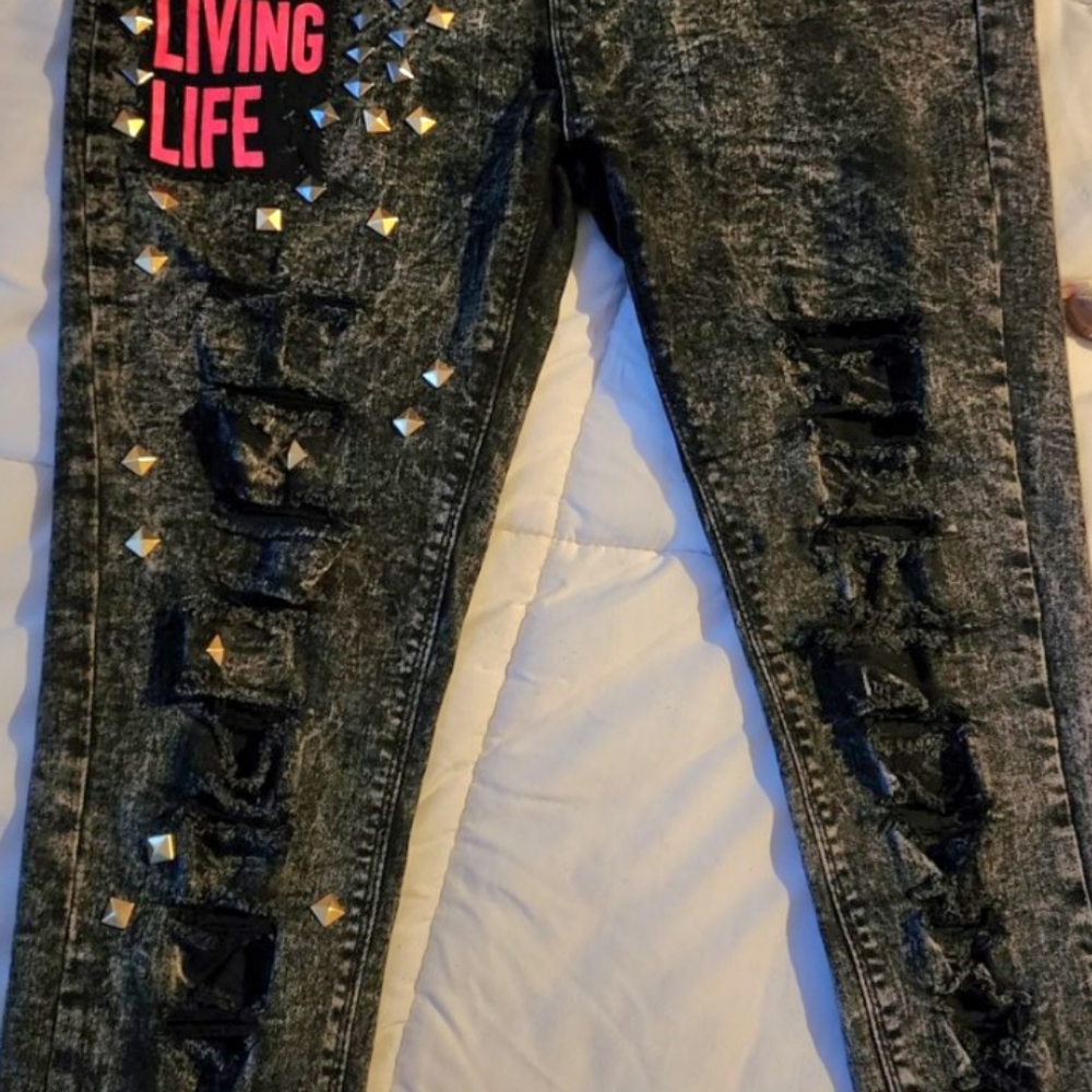 Distressed Punk Jeans - Picture 4 of 6